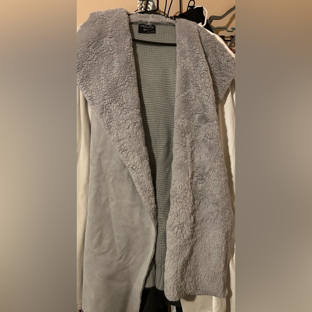 Gray wool sweater vest